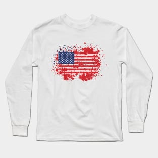 Distressed USA Flag Patriotic 4th Of July Celebration Long Sleeve T-Shirt